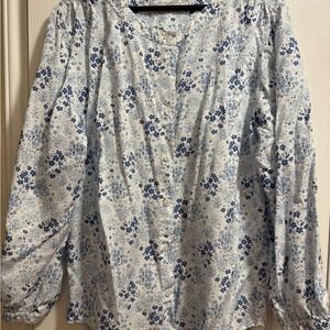 Chic Blue Floral Women's Blouse